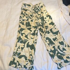 Mango High Waisted Wide Leg Floral Cargo Pants